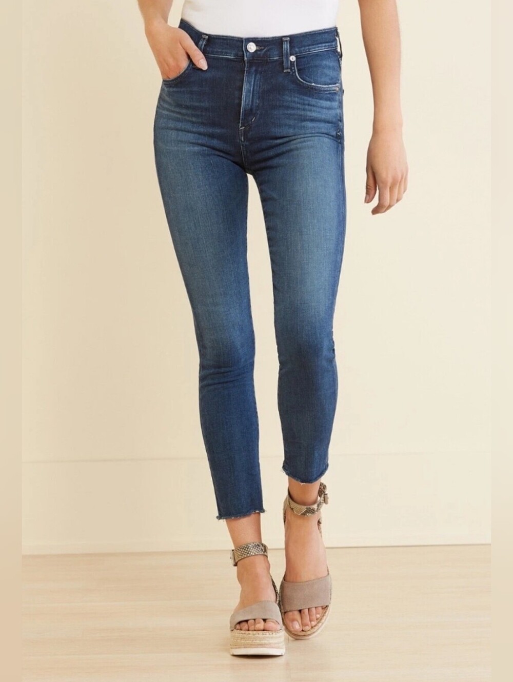 Agolde Sophie Dark Blue Mid-Rise Cropped Skinny Jeans Womens Size 28